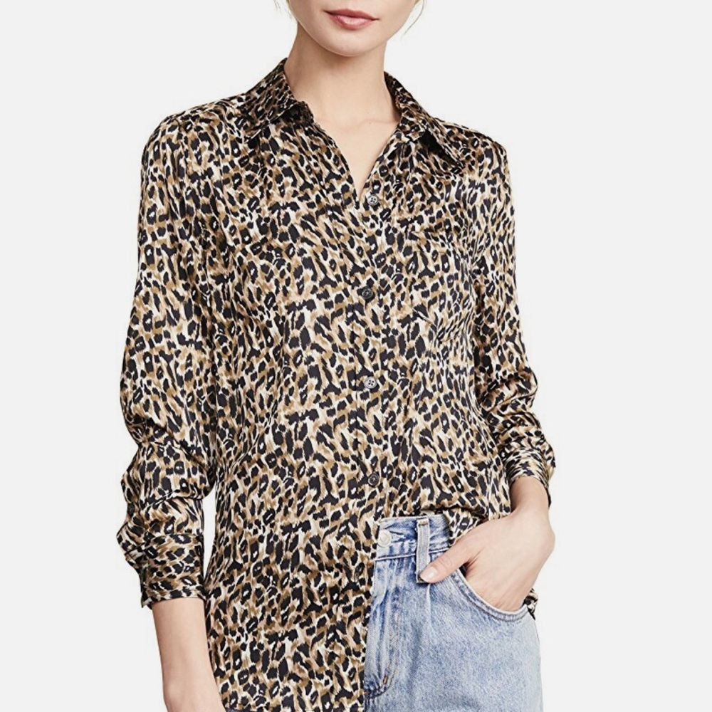 Equipment Brett Leopard Animal Print Button Down‎ Shirt Blouse sz Small